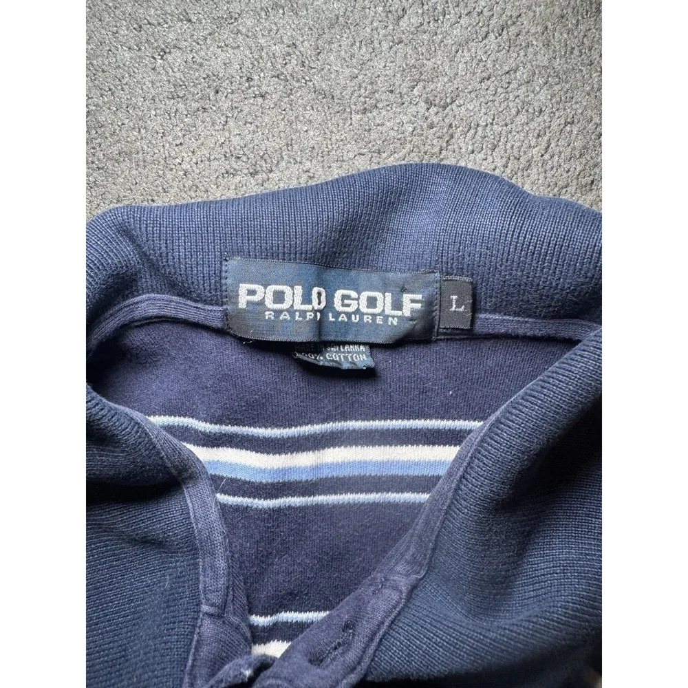 Polo Golf Ralph Lauren Striped Polo Shirt Mens Large Blue Golf Preppy
